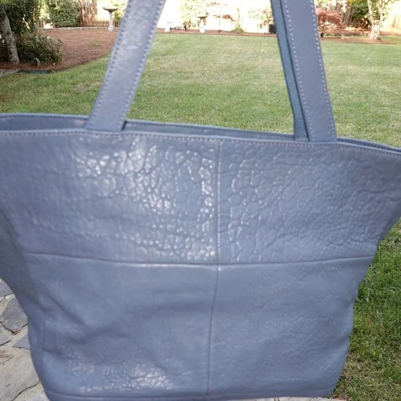 Anthropologie *New Never used Without tags* blue large pebble grain tote - Picture 6 of 8